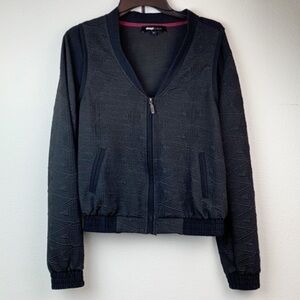 Eksept stretch knit Jacquard bomber jacket loungewear zip up faux pockets EUC